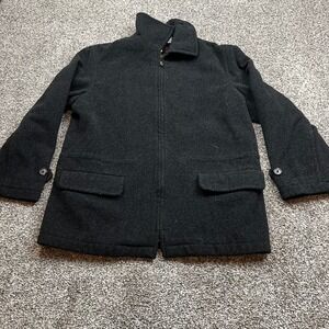 Talbots Petite Coat Womens Size M Petite Charcoal Gray Wool Blend Zip Up